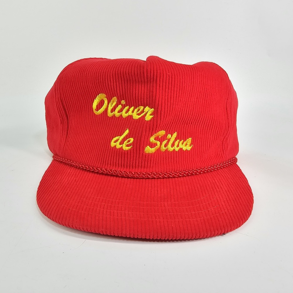 Vtg 80s Oliver DeSilva Construction Corduroy Rope Hat Engineering Transportation